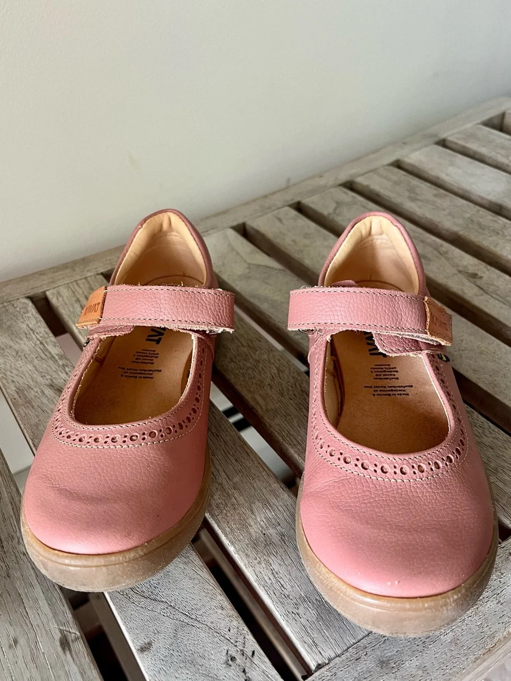Kavat Pink Leather Mary Jane Shoes EU 31 Swedish Minimalist Kids Flats